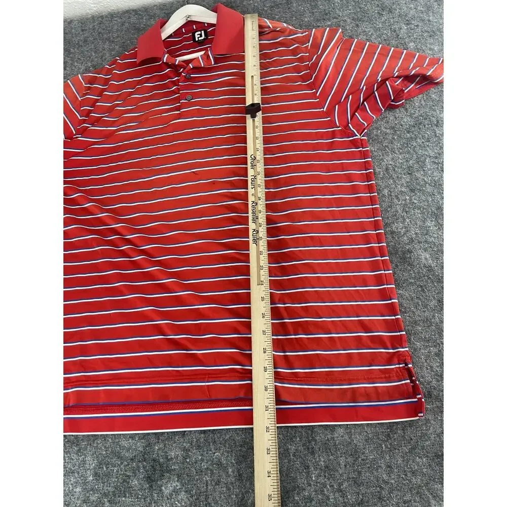 FootJoy Shirt Mens Extra Large Polo Red Striped Short Sleeve Golf XL N38